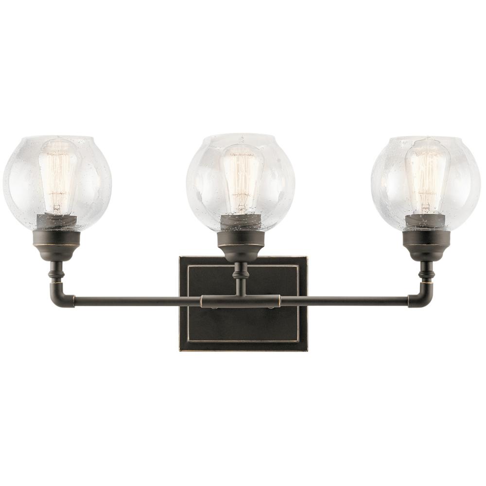 Niles 24" 3 Light Vanity Light with Clear Seeded Glass in Olde Bronze®