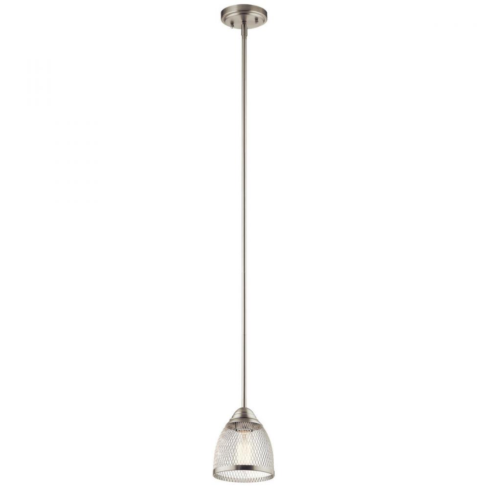 Voclain 7.75" 1 Light Mini Pendant with Mesh Shade in Brushed Nickel
