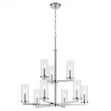  44014CH - Crosby 32.5" 9-Light 2-Tier Chandelier with Clear Glass in Chrome