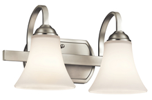 Kichler 45512NI - Keiran 14" 2 Light Vanity Light with Satin Etched White Glass in Brushed Nickel