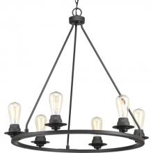  P400015-143 - Debut Collection Six-Light Graphite Farmhouse Chandelier Light