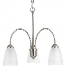  P4734-09 - Gather Collection Three-Light Brushed Nickel Etched Glass Traditional Chandelier Light