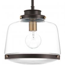  P500061-020 - Judson Collection One-Light Antique Bronze Clear Glass Farmhouse Pendant Light