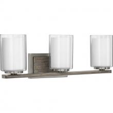  P300217-009 - Mast Collection Three-Light Brushed Nickel Clear Glass Coastal Bath Vanity Light