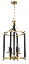  54834-FBSB - Stanza 4 Light Foyer in Flat Black/Satin Brass