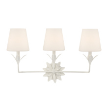 Crystorama 573-OP-MT - Broche 3 Light Matte White Bathroom Vanity