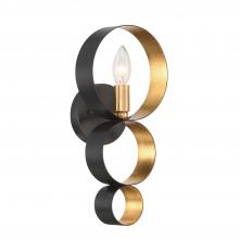 Crystorama 581-EB-GA - Luna 1 Light English Bronze + Antique Gold Sphere Sconce