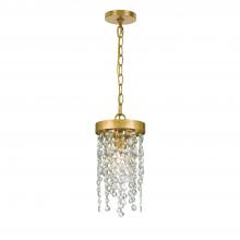  WIN-610-GA-CL-MWP - Winham 1 Light Antique Gold Crystal Mini Pendant