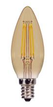  S9986 - 3.5 Watt Torpedo CTA LED; Amber; Candelabra base; 2000K; 300 Lumens; 120 Volt