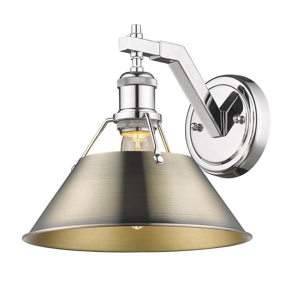 Orwell CH 1 Light Wall Sconce in Chrome with Aged Brass shade
