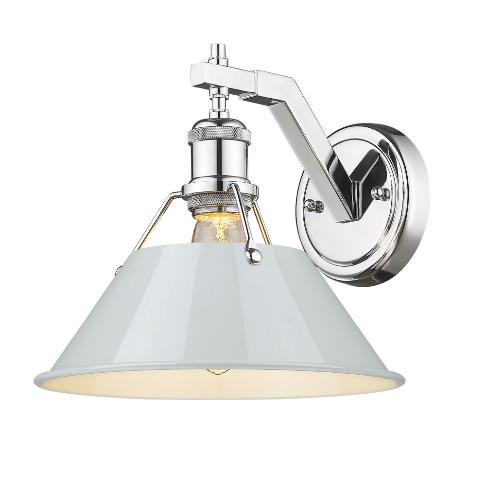 Orwell CH 1 Light Wall Sconce in Chrome with Dusky Blue shade