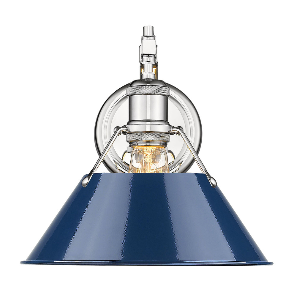 Orwell CH 1 Light Wall Sconce in Chrome with Matte Navy shade