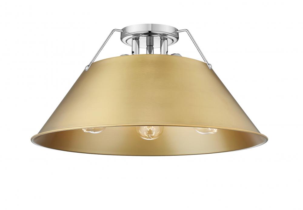 Orwell CH 3 Light Flush Mount in Chrome with Brushed Champagne Bronze shade