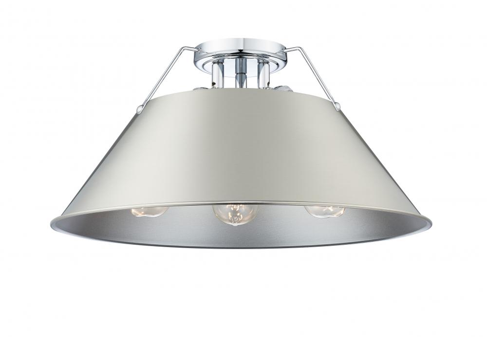 Orwell CH 3 Light Flush Mount in Chrome with Pewter shade