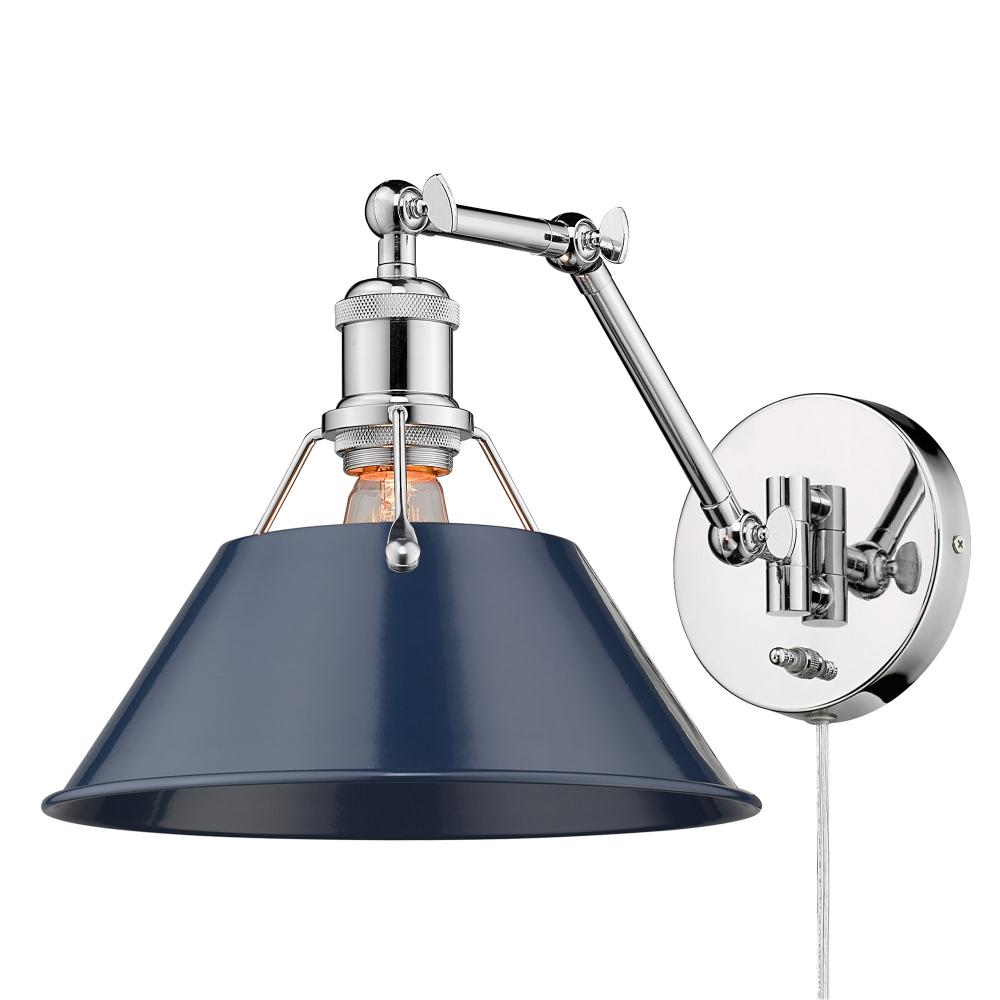Orwell CH 1 Light Articulating Wall Sconce in Chrome with Matte Navy shade