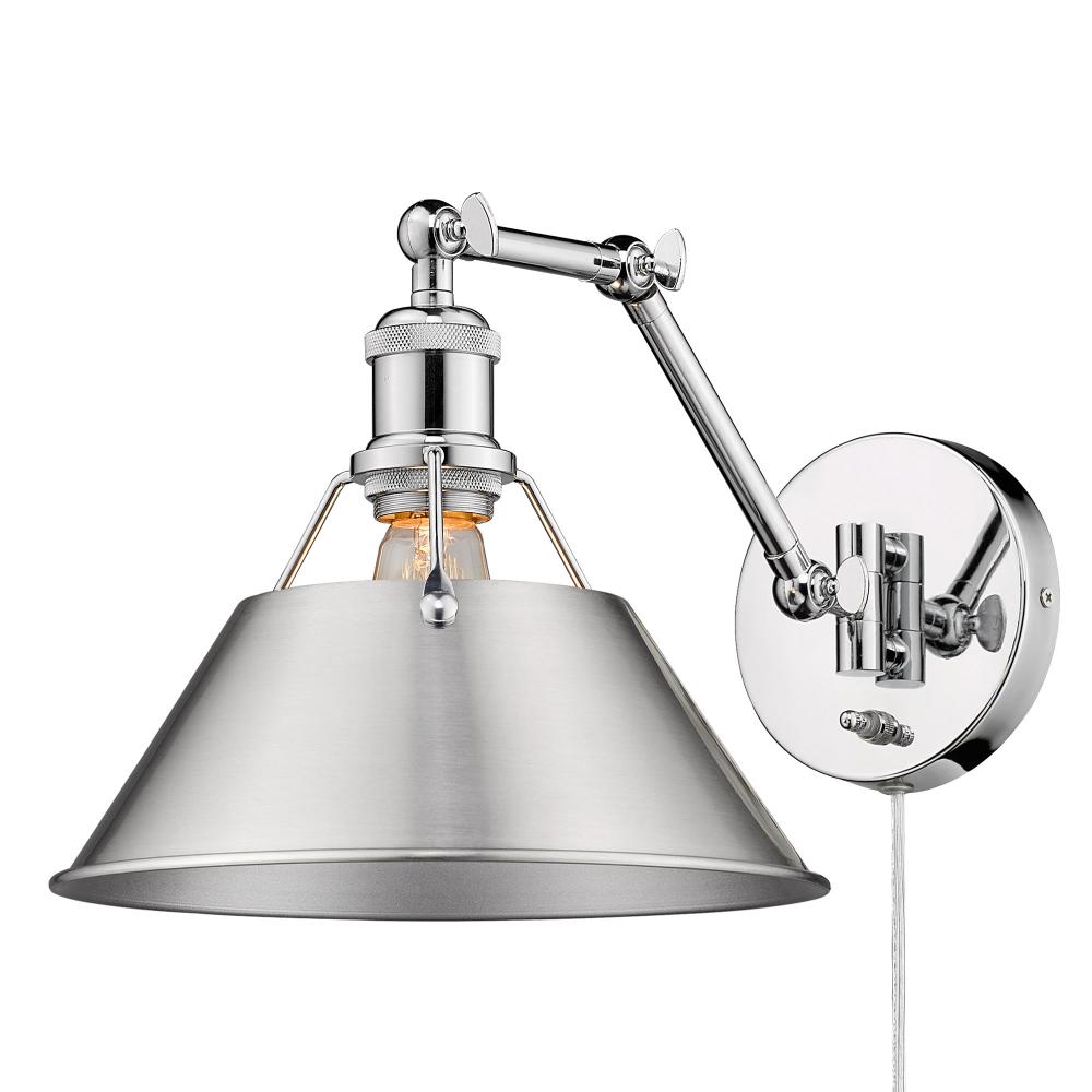 Orwell CH 1 Light Articulating Wall Sconce in Chrome with Pewter shade