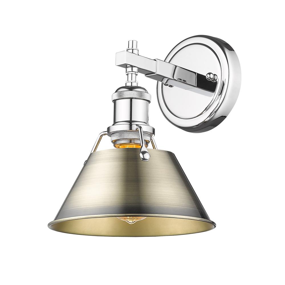 Orwell CH 1 Light Bath Vanity in Chrome with Aged Brass shade