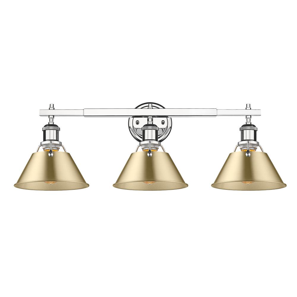 Orwell CH 3 Light Bath Vanity in Chrome with Brushed Champagne Bronze shades