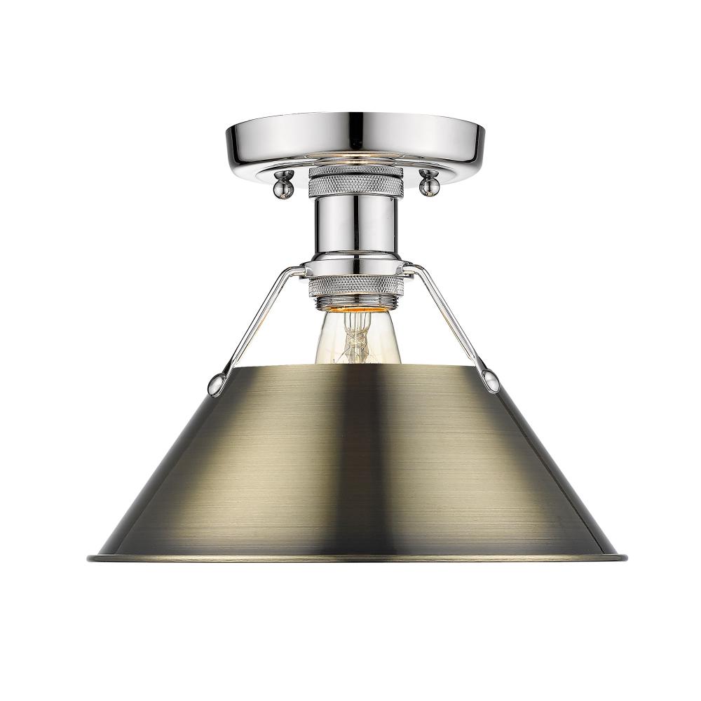 Orwell CH Flush Mount in Chrome with Aged Brass shade