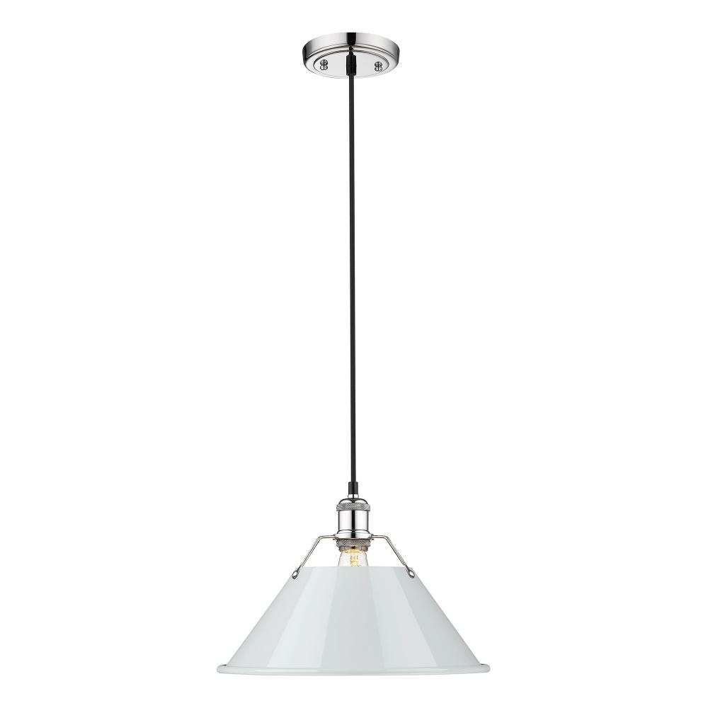 Orwell CH Large Pendant - 14" in Chrome with Dusky Blue shade