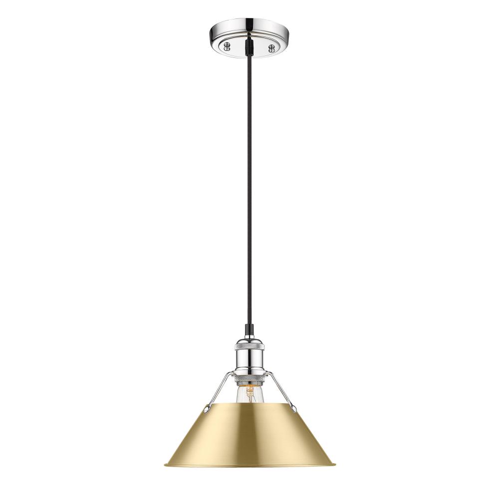Orwell CH Medium Pendant - 10" in Chrome with Brushed Champagne Bronze shade