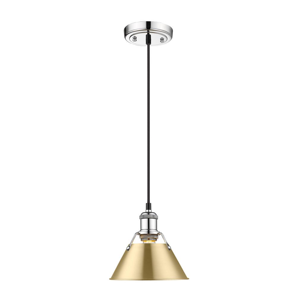 Orwell CH Small Pendant - 7" in Chrome with Brushed Champagne Bronze shade