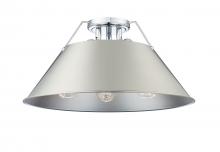 Golden 3306-3FM CH-PW - Orwell CH 3 Light Flush Mount in Chrome with Pewter shade