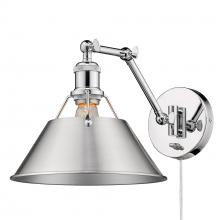 Golden 3306-A1W CH-PW - Orwell CH 1 Light Articulating Wall Sconce in Chrome with Pewter shade