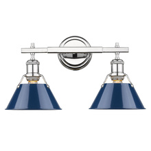 Golden 3306-BA2 CH-NVY - Orwell CH 2 Light Bath Vanity in Chrome with Matte Navy shades