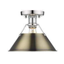 Golden 3306-FM CH-AB - Orwell CH Flush Mount in Chrome with Aged Brass shade