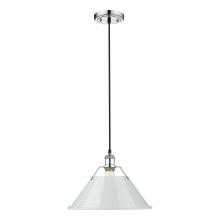 Golden 3306-L CH-DB - Orwell CH Large Pendant - 14" Chrome with Dusky Blue shade