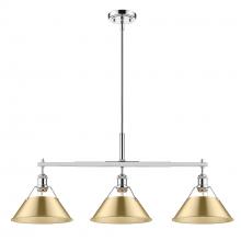 Golden 3306-LP CH-BCB - Orwell CH 3 Light Linear Pendant in Chrome with Brushed Champagne Bronze shades