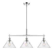 Golden 3306-LP CH-CLR - Orwell CH 3 Light Linear Pendant in Chrome with Clear Glass