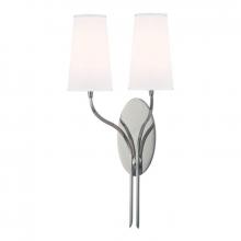 Hudson Valley 3712-PN-WS - 2 LIGHT WALL SCONCE w/WHITE SHADE