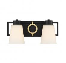 Brechers Lighting Items L8-4450-2-143 - Russo 2-Light Bathroom Vanity Light in Matte Black with Warm Brass Accents