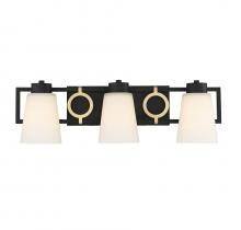 Brechers Lighting Items L8-4450-3-143 - Russo 3-Light Bathroom Vanity Light in Matte Black with Warm Brass Accents