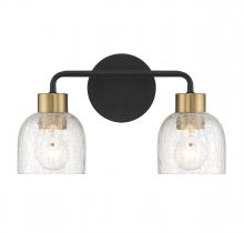 Brechers Lighting Items V6-L8-5900-2-143 - Flagler 2-Light Bathroom Vanity Light in Matte Black with Warm Brass Accents