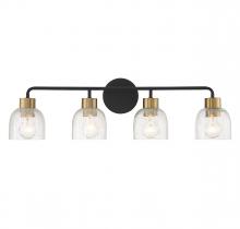 Brechers Lighting Items V6-L8-5900-4-143 - Flagler 4-Light Bathroom Vanity Light in Matte Black with Warm Brass Accents
