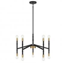 Brechers Lighting Items V6-L1-5610-10-143 - Rossi 10-Light Chandelier in Matte Black with Warm Brass Accents