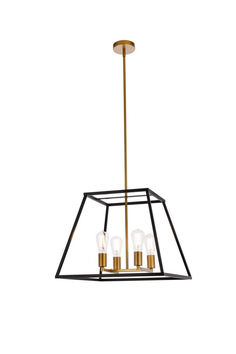 Declan 20 Inch Pendant in Black and Brass