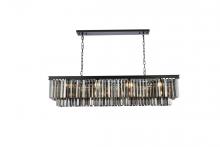  1202D60MB-SS/RC - Sydney 12 Light Matte Black Chandelier Silver Shade (Grey) Royal Cut Crystal