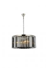  1208D31PN-SS/RC - Sydney 8 Light Polished Nickel Chandelier Silver Shade (Grey) Royal Cut Crystal