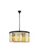  1238D31MB-GT/RC - Sydney 8 Light Matte Black Chandelier Golden Teak (Smoky) Royal Cut Crystal