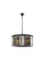  1238D31MB-SS/RC - Sydney 8 Light Matte Black Chandelier Silver Shade (Grey) Royal Cut Crystal