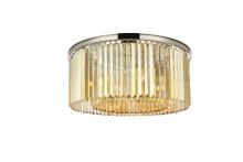  1238F31PN-GT/RC - Sydney 8 Light Polished Nickel Flush Mount Golden Teak (Smoky) Royal Cut Crystal