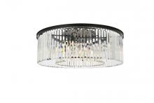 Elegant 1238F43MB/RC - Sydney 10 Light Matte Black Flush Mount Clear Royal Cut Crystal