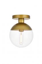  LD6055BR - Eclipse 1 Light Brass Flush Mount with Clear Glass