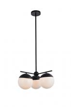  LD6128BK - Eclipse 3 Lights Black Pendant with Frosted White Glass