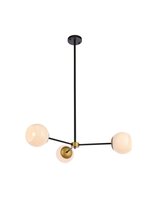  LD647D32BRK - Briggs 32 Inch Pendant in Black and Brass with White Shade