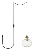 Elegant LDPG2245BR - Destry 1 Light Brass Plug-in Pendant with Clear Glass